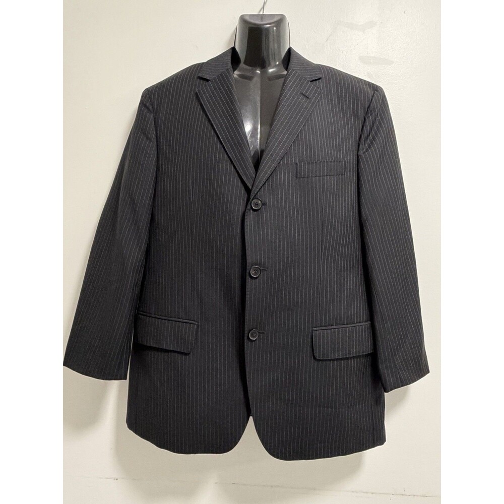 HUGO BOSS Selection Mens 44R Black Pinstripe Wool Cashmere Blazer Sport Coat